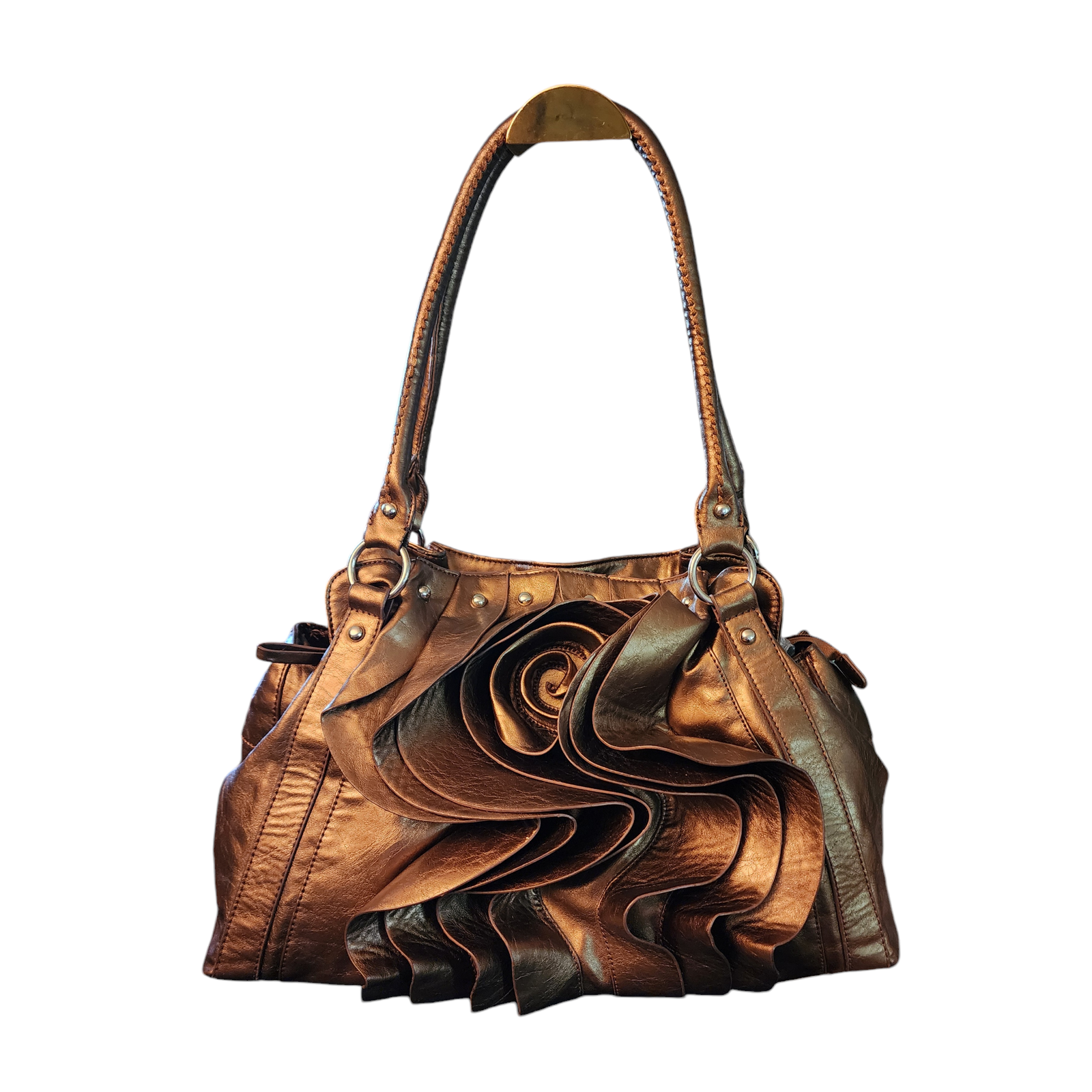 Unbranded Bronze Faux-Leather Shoulder Bag